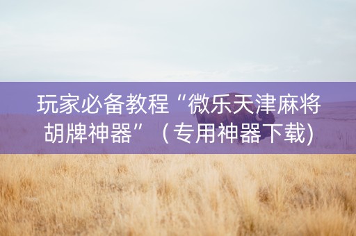 玩家必备教程“微乐天津麻将胡牌神器”（专用神器下载)