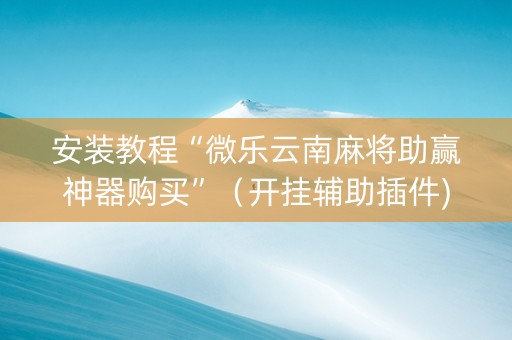 安装教程“微乐云南麻将助赢神器购买”（开挂辅助插件)