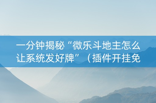 一分钟揭秘“微乐斗地主怎么让系统发好牌”（插件开挂免费AI)