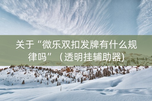关于“微乐双扣发牌有什么规律吗”（透明挂辅助器)