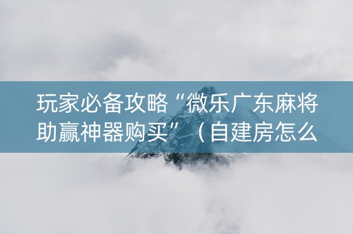 玩家必备攻略“微乐广东麻将助赢神器购买”（自建房怎么拿好牌)