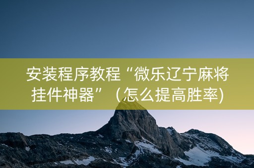 安装程序教程“微乐辽宁麻将挂件神器”（怎么提高胜率)