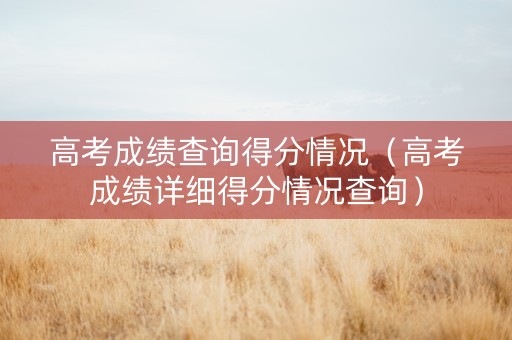 高考成绩查询得分情况（高考成绩详细得分情况查询）