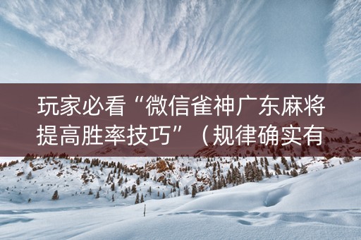 玩家必看“微信雀神广东麻将提高胜率技巧”（规律确实有挂)