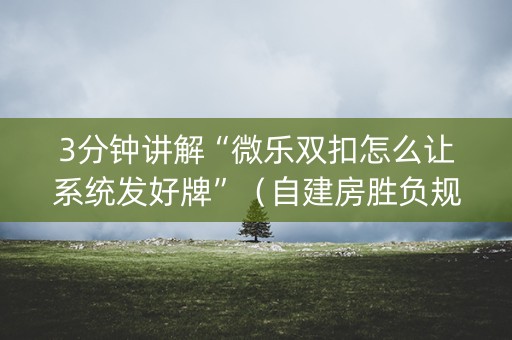 3分钟讲解“微乐双扣怎么让系统发好牌”（自建房胜负规律)