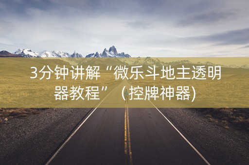 3分钟讲解“微乐斗地主透明器教程”（控牌神器)