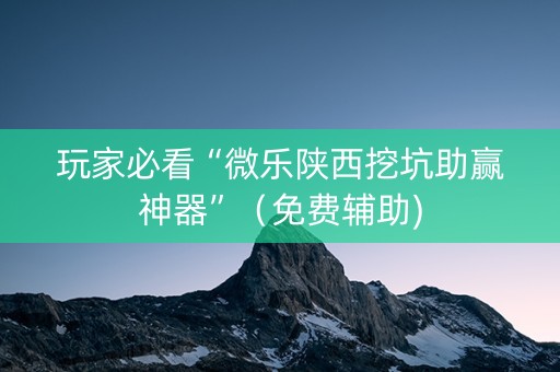 玩家必看“微乐陕西挖坑助赢神器”（免费辅助)
