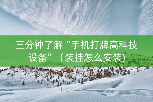 三分钟了解“手机打牌高科技设备”（装挂怎么安装)