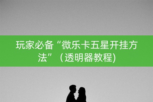 玩家必备“微乐卡五星开挂方法”（透明器教程)