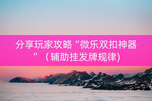 分享玩家攻略“微乐双扣神器”（辅助挂发牌规律)