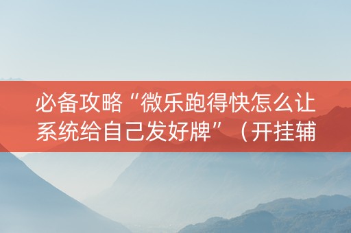 必备攻略“微乐跑得快怎么让系统给自己发好牌”（开挂辅助脚本)