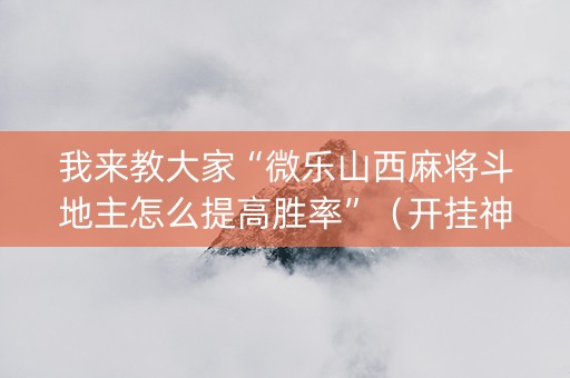 我来教大家“微乐山西麻将斗地主怎么提高胜率”（开挂神器下载)