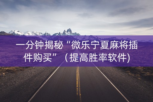 一分钟揭秘“微乐宁夏麻将插件购买”（提高胜率软件)