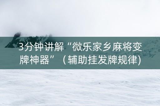 3分钟讲解“微乐家乡麻将变牌神器”（辅助挂发牌规律)