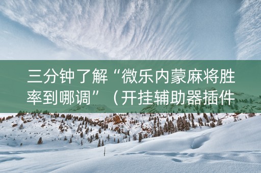 三分钟了解“微乐内蒙麻将胜率到哪调”（开挂辅助器插件)