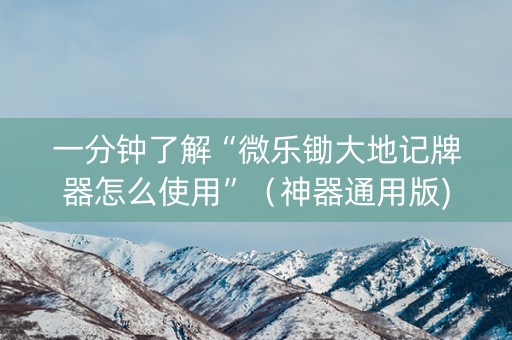 一分钟了解“微乐锄大地记牌器怎么使用”（神器通用版)