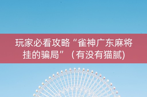 玩家必看攻略“雀神广东麻将挂的骗局”（有没有猫腻)