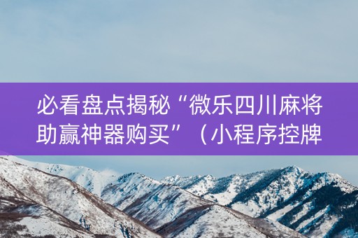 必看盘点揭秘“微乐四川麻将助赢神器购买”（小程序控牌器)