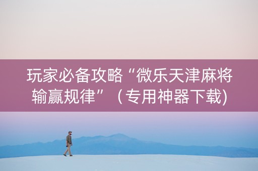 玩家必备攻略“微乐天津麻将输赢规律”（专用神器下载)
