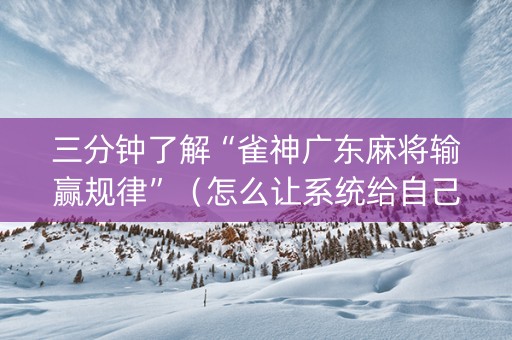 三分钟了解“雀神广东麻将输赢规律”（怎么让系统给自己好牌)