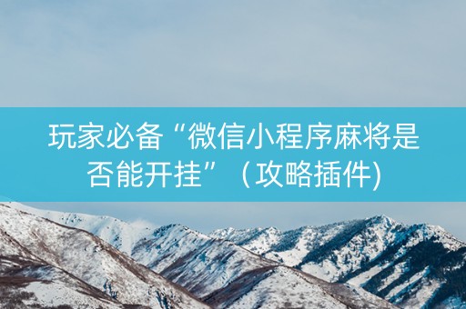玩家必备“微信小程序麻将是否能开挂”（攻略插件)