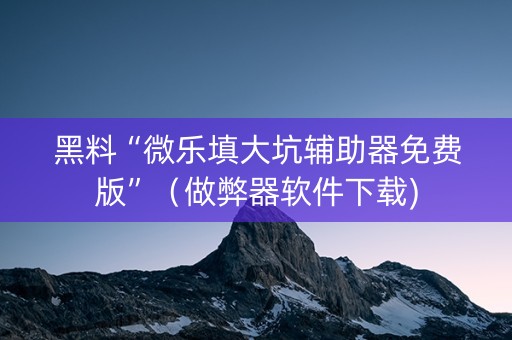 黑料“微乐填大坑辅助器免费版”（做弊器软件下载)