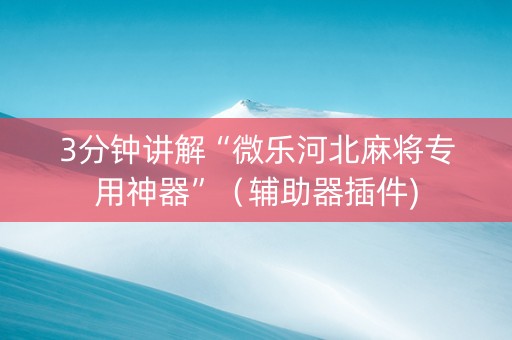 3分钟讲解“微乐河北麻将专用神器”（辅助器插件)
