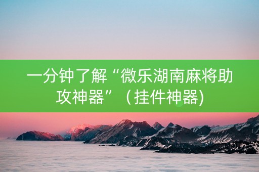 一分钟了解“微乐湖南麻将助攻神器”（挂件神器)