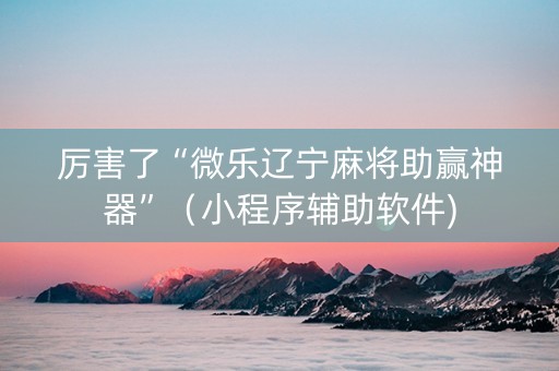 厉害了“微乐辽宁麻将助赢神器”（小程序辅助软件)