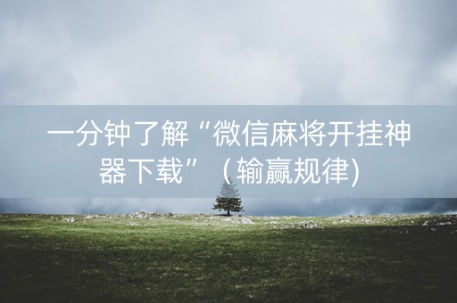 一分钟了解“微信麻将开挂神器下载”（输赢规律)