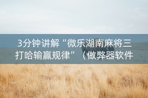 3分钟讲解“微乐湖南麻将三打哈输赢规律”（做弊器软件下载)