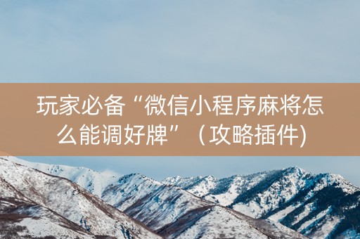 玩家必备“微信小程序麻将怎么能调好牌”（攻略插件)