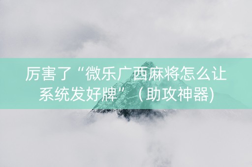 厉害了“微乐广西麻将怎么让系统发好牌”（助攻神器)
