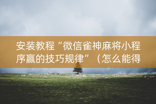 安装教程“微信雀神麻将小程序赢的技巧规律”（怎么能得到好牌)