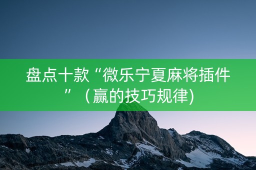盘点十款“微乐宁夏麻将插件”（赢的技巧规律)
