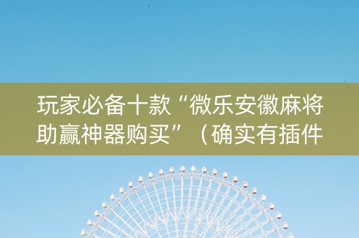 玩家必备十款“微乐安徽麻将助赢神器购买”（确实有插件吗)