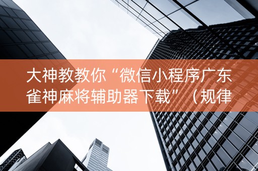 大神教教你“微信小程序广东雀神麻将辅助器下载”（规律确实有挂)