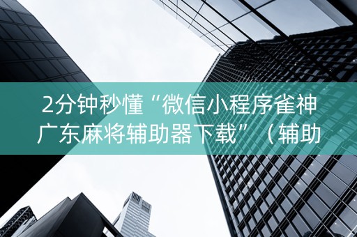 2分钟秒懂“微信小程序雀神广东麻将辅助器下载”（辅助器插件)
