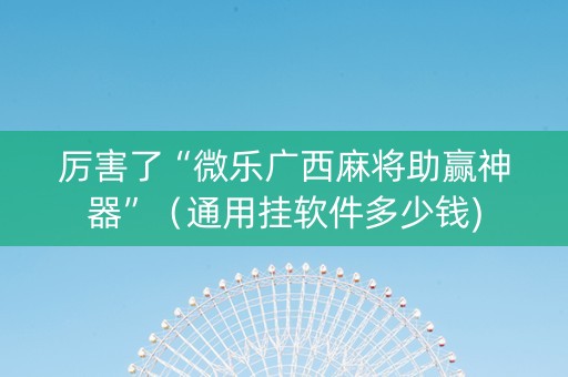 厉害了“微乐广西麻将助赢神器”（通用挂软件多少钱)