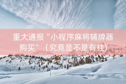 重大通报“小程序麻将辅牌器购买”（究竟是不是有挂)