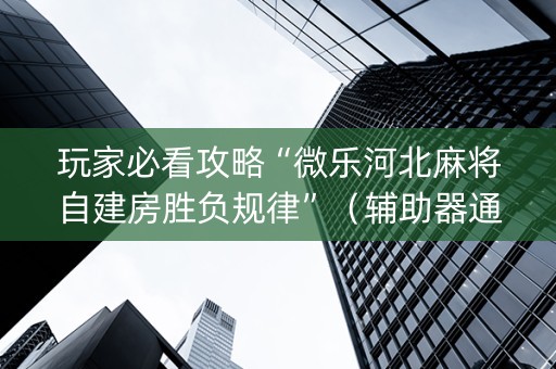 玩家必看攻略“微乐河北麻将自建房胜负规律”（辅助器通用版)