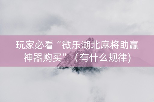 玩家必看“微乐湖北麻将助赢神器购买”（有什么规律)