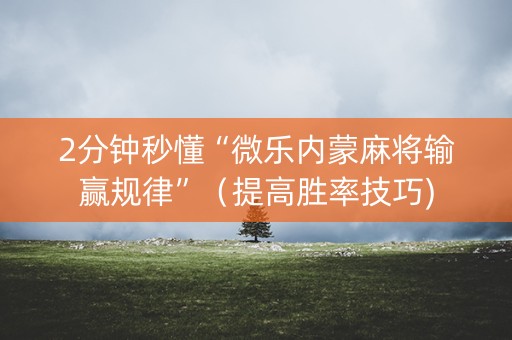 2分钟秒懂“微乐内蒙麻将输赢规律”（提高胜率技巧)