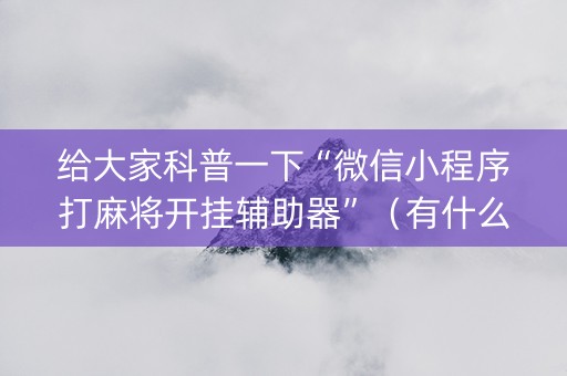 给大家科普一下“微信小程序打麻将开挂辅助器”（有什么规律)