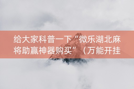 给大家科普一下“微乐湖北麻将助赢神器购买”（万能开挂神器)