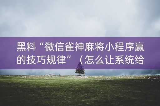 黑料“微信雀神麻将小程序赢的技巧规律”（怎么让系统给自己好牌)