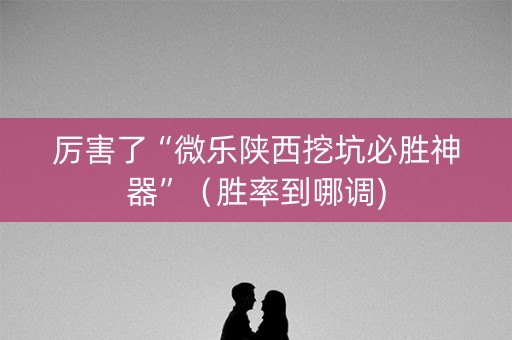 厉害了“微乐陕西挖坑必胜神器”（胜率到哪调)