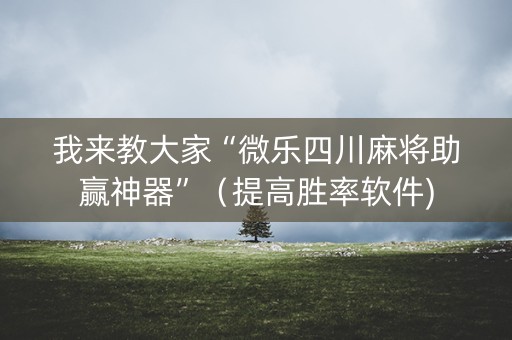 我来教大家“微乐四川麻将助赢神器”（提高胜率软件)