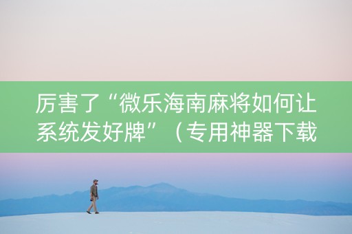 厉害了“微乐海南麻将如何让系统发好牌”（专用神器下载)