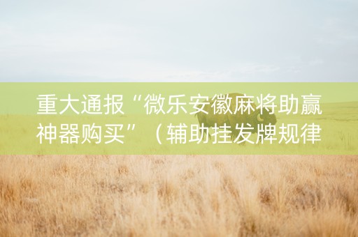 重大通报“微乐安徽麻将助赢神器购买”（辅助挂发牌规律)